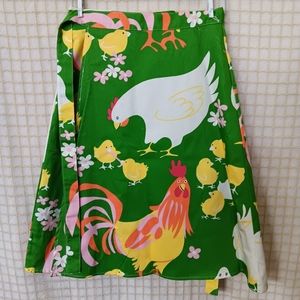 Vintage Katashas Unusuals 70s roosters, chickens, ducks and midi print wrap skir